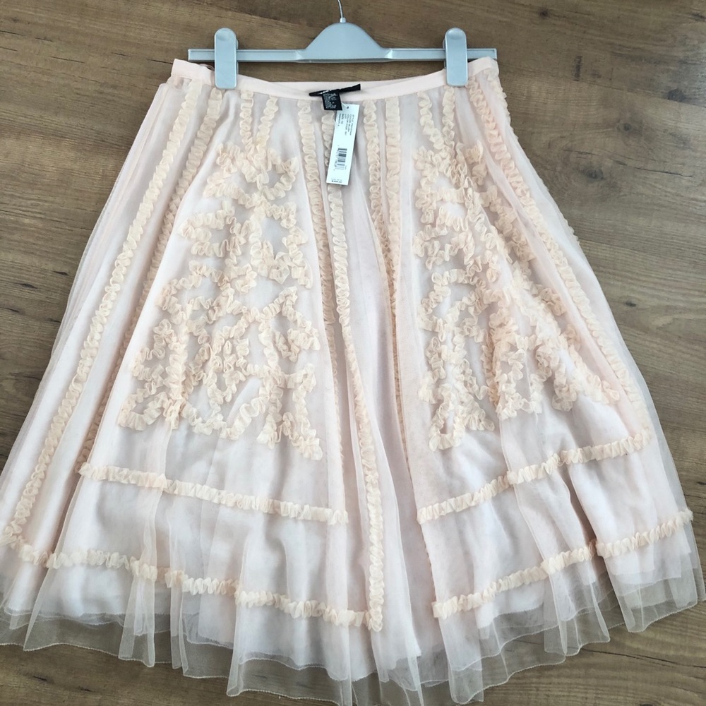 DKNY Cream Embroidered Skirt